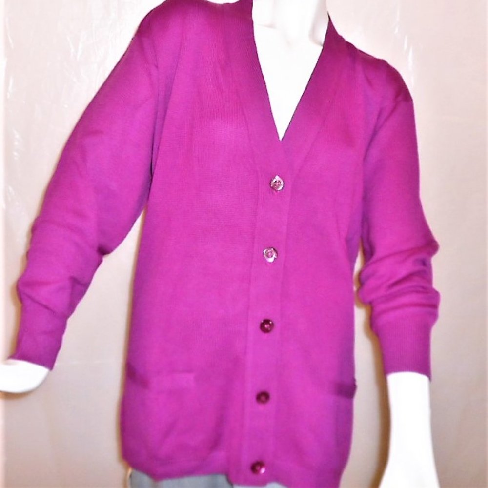 BALLANTYNE   LONG KNIT JACKET 100%  WOOL  MERINO WITH POCKETS MADE-IN-SCOTLAND